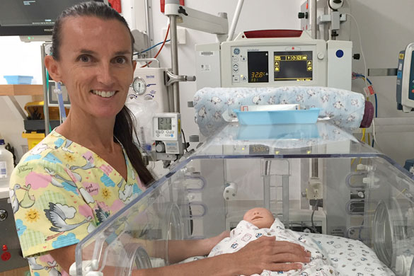 Registered Nurse Melanie Coster enjoys the hands aspects of her work at GCUH’s Neonatal Intensive Care Unit